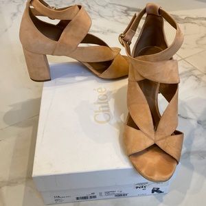 Chloe suede sandals with brass buckle